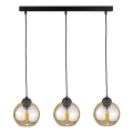 Suspension filaire AMBRE BLACK 3xE27/60W/230V noir/fumé marron