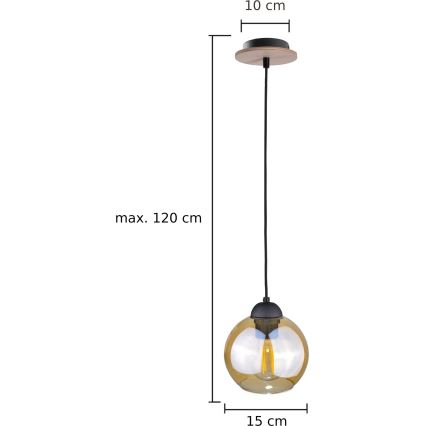 Suspension filaire AMBRE WOOD 1xE27/60W/230V