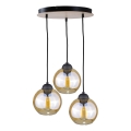 Suspension filaire AMBRE WOOD 3xE27/60W/230V diam. 30 cm