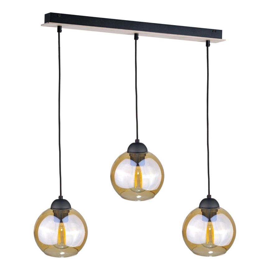 Suspension filaire AMBRE WOOD 3xE27/60W/230V