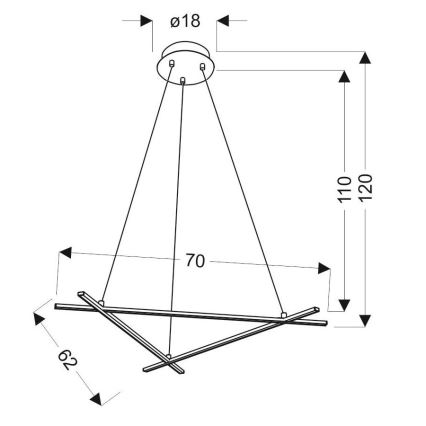 Suspension filaire ANDROS LED/30W/230V