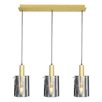 Suspension filaire ARCADIA 3xE27/60W/230V doré/fumé