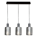Suspension filaire ARCADIA 3xE27/60W/230V noir/fumé