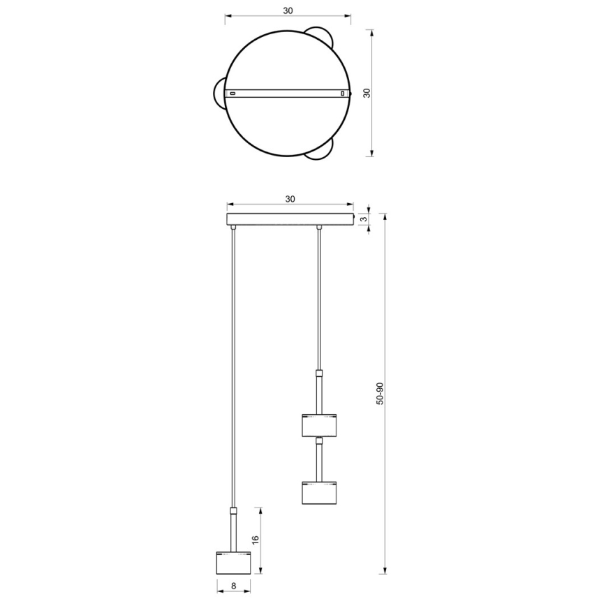 Suspension filaire ARENA 3xGX53/11W/230V noir/chrome brillant