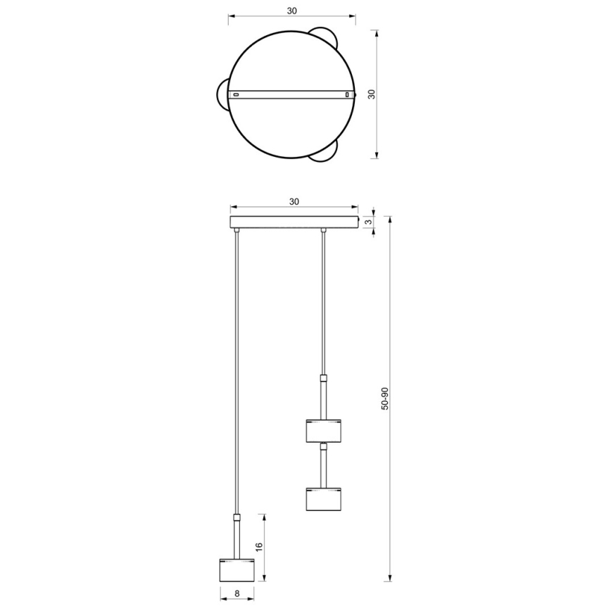 Suspension filaire ARENA 3xGX53/11W/230V noire/dorée