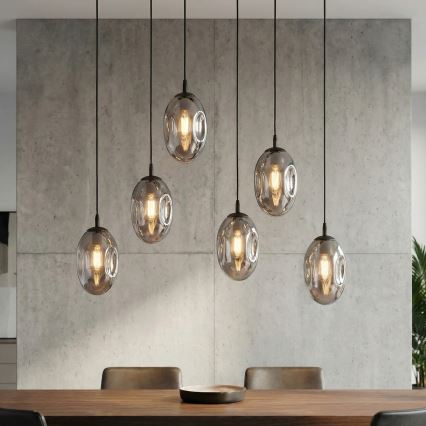Suspension filaire ASTRAL 6xE14/10W/230V noir/fumé
