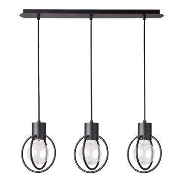 Suspension filaire AURA 3xE27/60W/230V noir