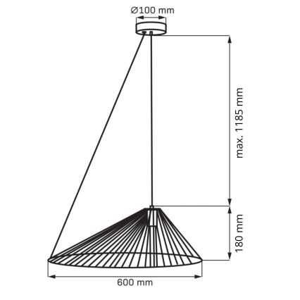 Suspension filaire AURORA 1xE27/20W/230V d. 60 cm noir