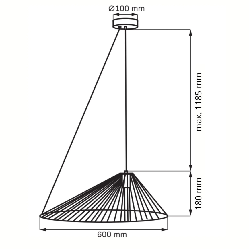 Suspension filaire AURORA 1xE27/20W/230V d. 60 cm noir