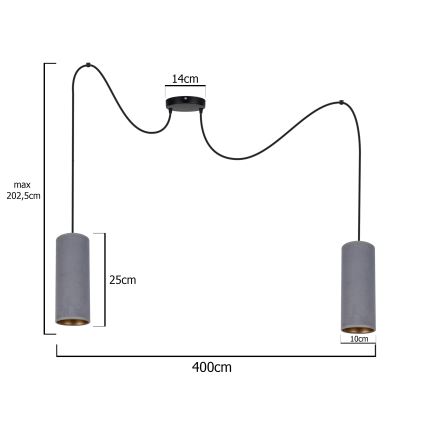 Suspension filaire AVALO 2xE27/60W/230V araignée gris