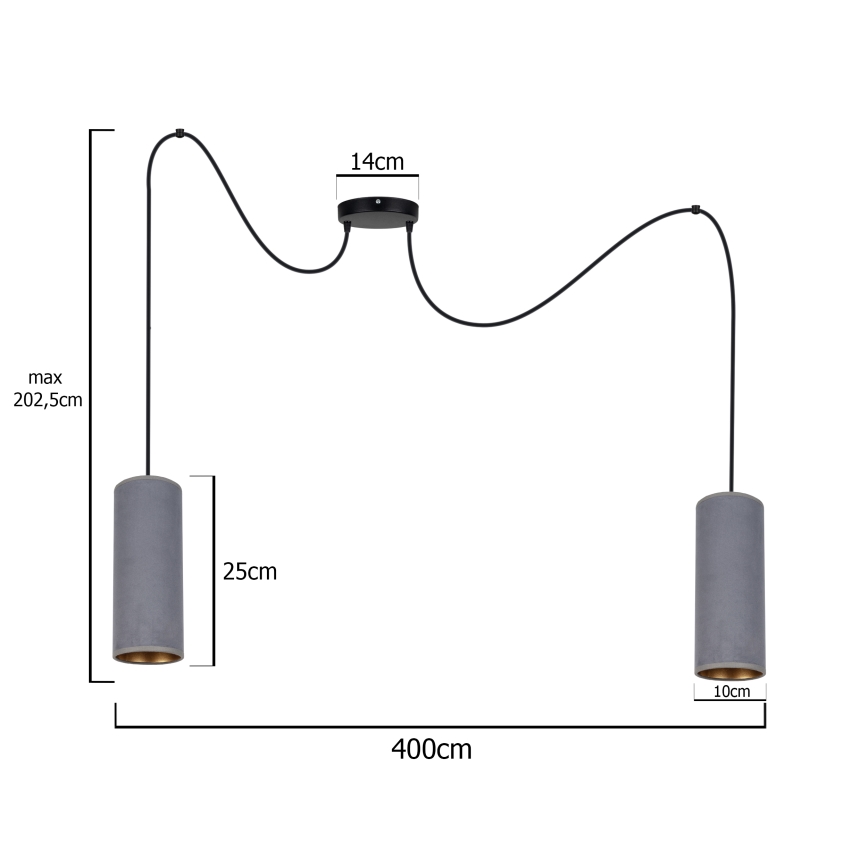Suspension filaire AVALO 2xE27/60W/230V araignée gris