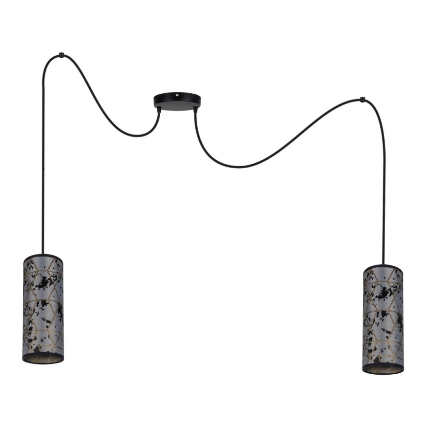Suspension filaire AVALO 2xE27/60W/230V araignée gris/noir