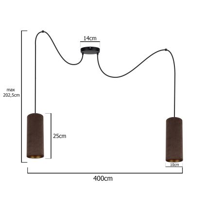 Suspension filaire AVALO 2xE27/60W/230V araignée marron/cuivre
