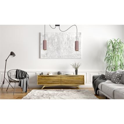 Suspension filaire AVALO 2xE27/60W/230V araignée rose/cuivre