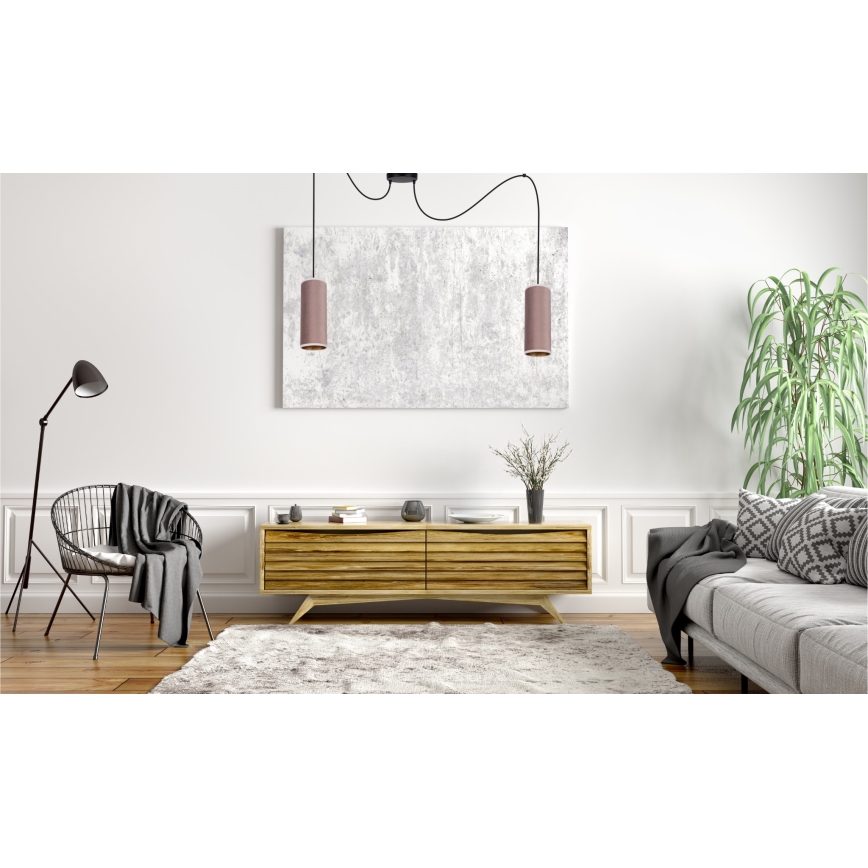 Suspension filaire AVALO 2xE27/60W/230V araignée rose/cuivre