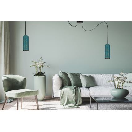 Suspension filaire AVALO 2xE27/60W/230V araignée turquoise/doré