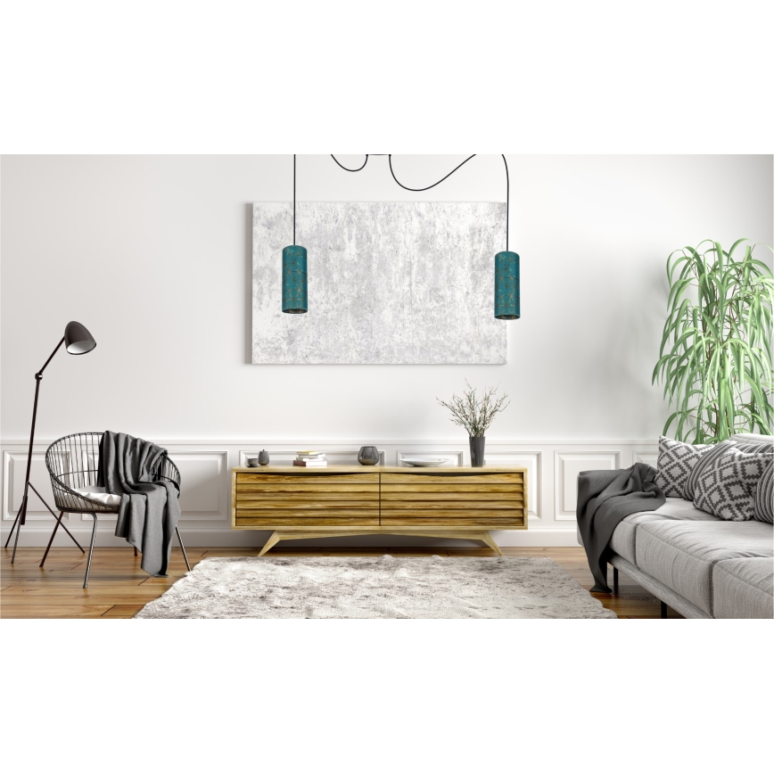 Suspension filaire AVALO 2xE27/60W/230V araignée turquoise/doré