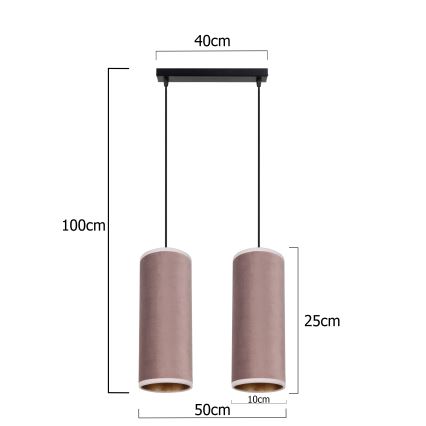 Suspension filaire AVALO 2xE27/60W/230V rose/cuivre