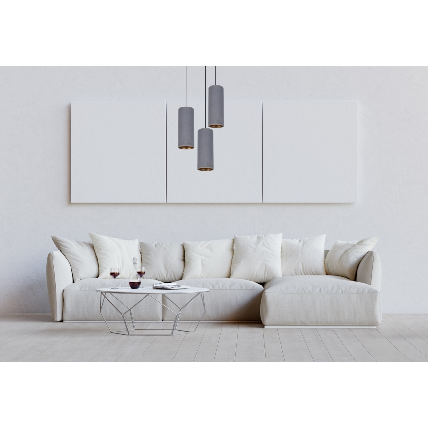 Suspension filaire AVALO 3xE27/60W/230V diam. 35 cm gris