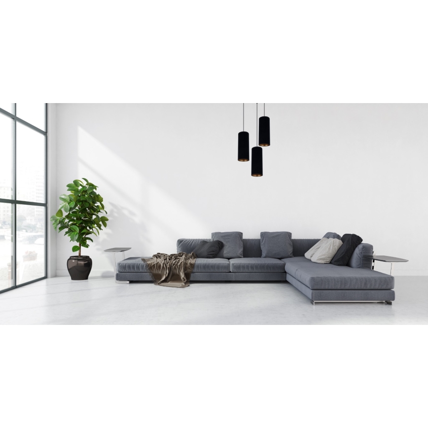Suspension filaire AVALO 3xE27/60W/230V diam. 35 cm noir