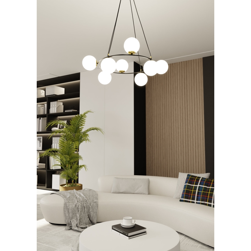 Suspension filaire AZURA 8xE14/10W/230V noir/blanc