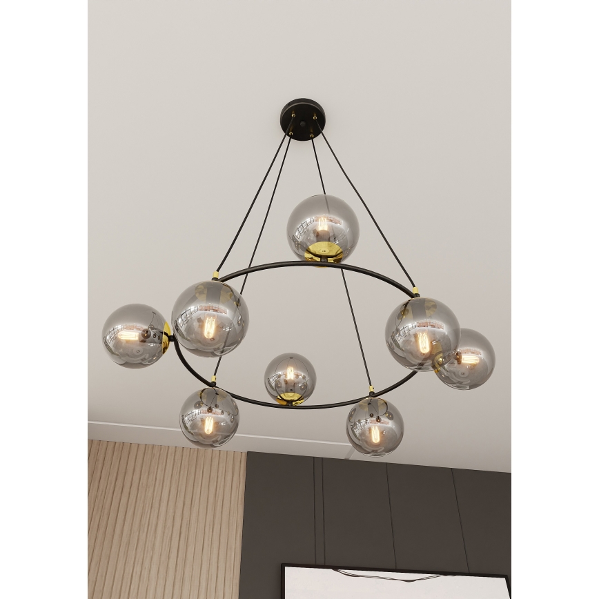 Suspension filaire AZURA 8xE14/10W/230V noir/gris