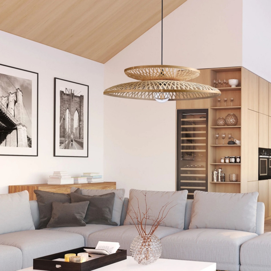 Suspension filaire BALI 1xE27/20W/230V d. 60 cm bambou
