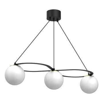 Suspension filaire BALLO 3xE27/15W/230V noir/blanc