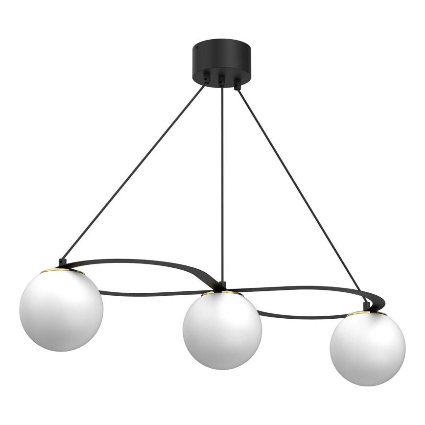 Suspension filaire BALLO 3xE27/15W/230V noir/blanc