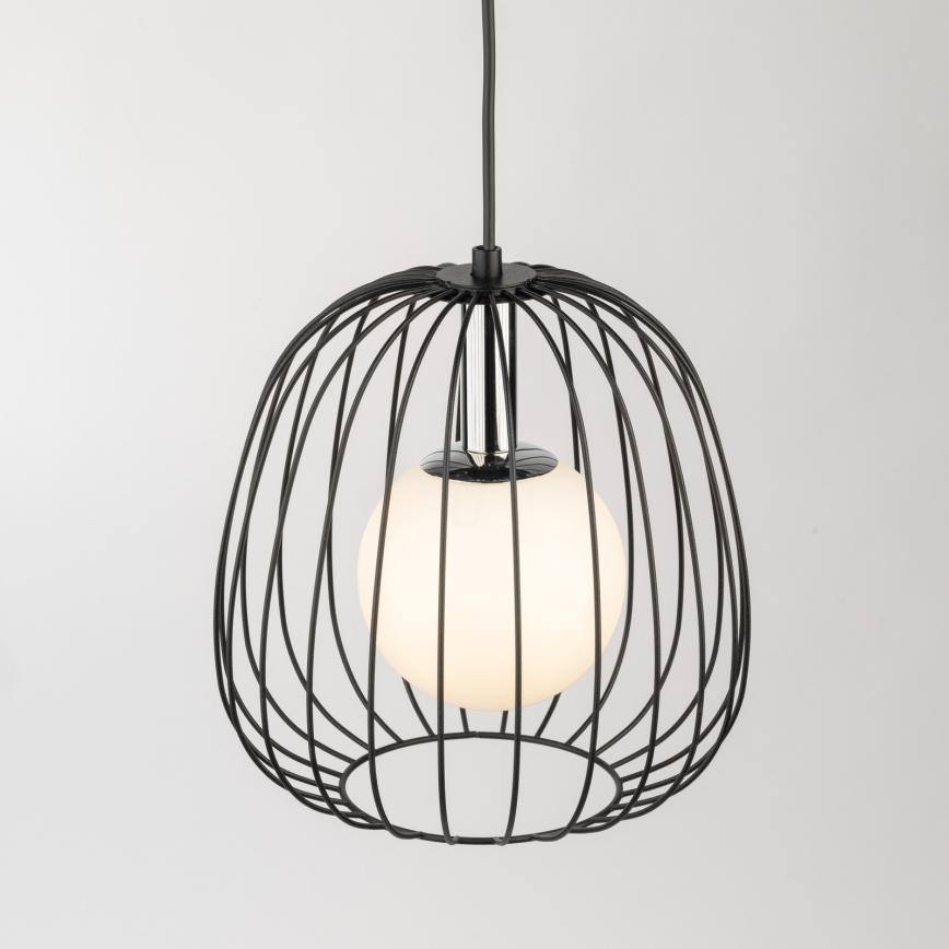 Suspension filaire BELL 1xG9/12W/230V d. 24 cm noir/chrome brillant