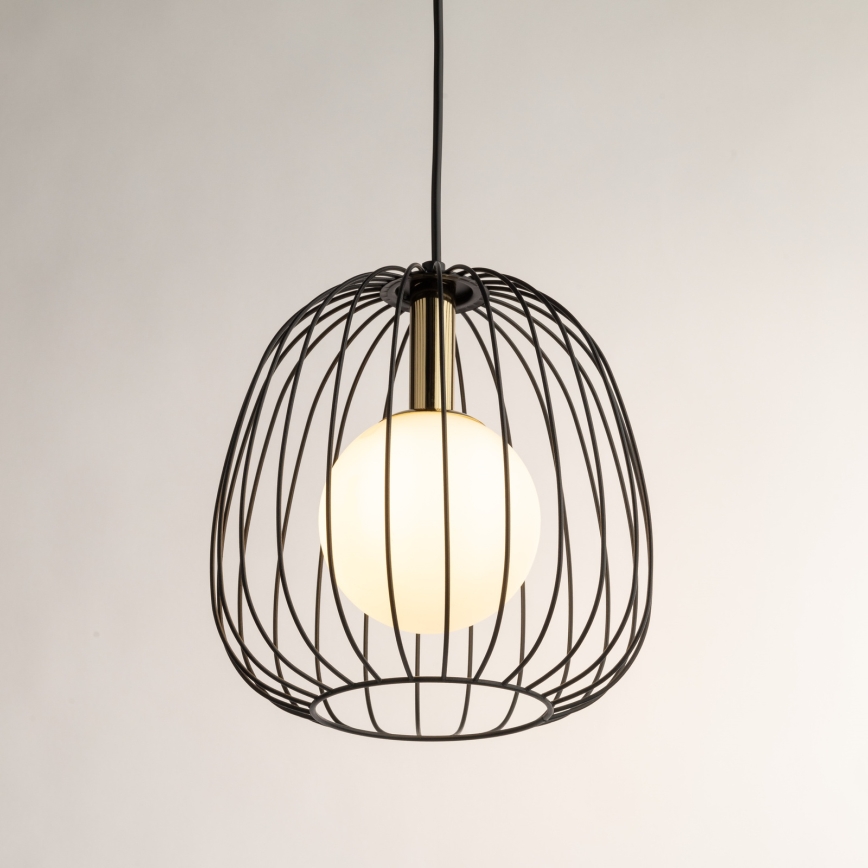 Suspension filaire BELL 1xG9/12W/230V d. 24 cm noir/doré