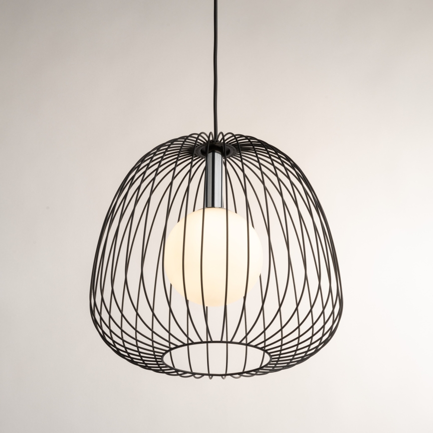 Suspension filaire BELL 1xG9/12W/230V d. 33 cm noir/chrome brillant