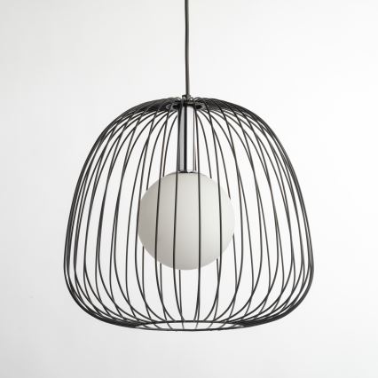 Suspension filaire BELL 1xG9/12W/230V d. 33 cm noir/chrome brillant