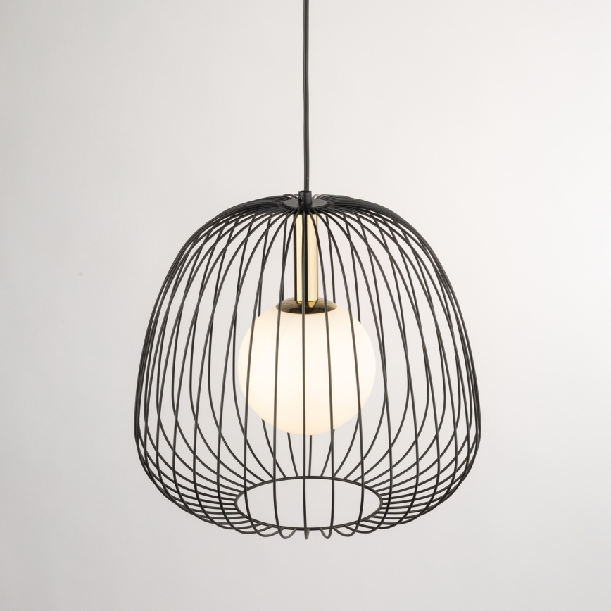 Suspension filaire BELL 1xG9/12W/230V d. 33 cm noir/doré