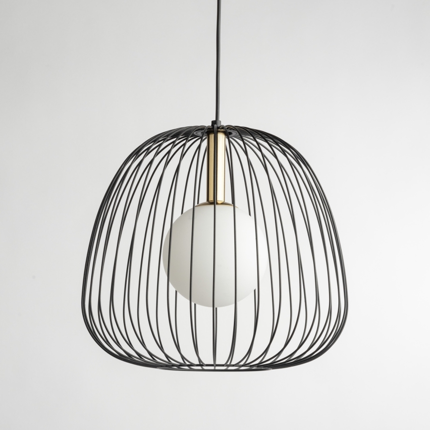 Suspension filaire BELL 1xG9/12W/230V d. 33 cm noir/doré