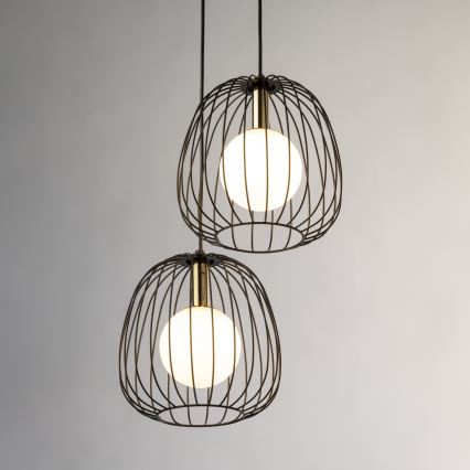 Suspension filaire BELL 2xG9/12W/230V noir/doré