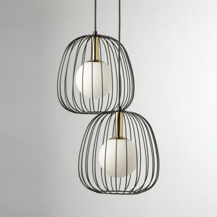 Suspension filaire BELL 2xG9/12W/230V noir/doré