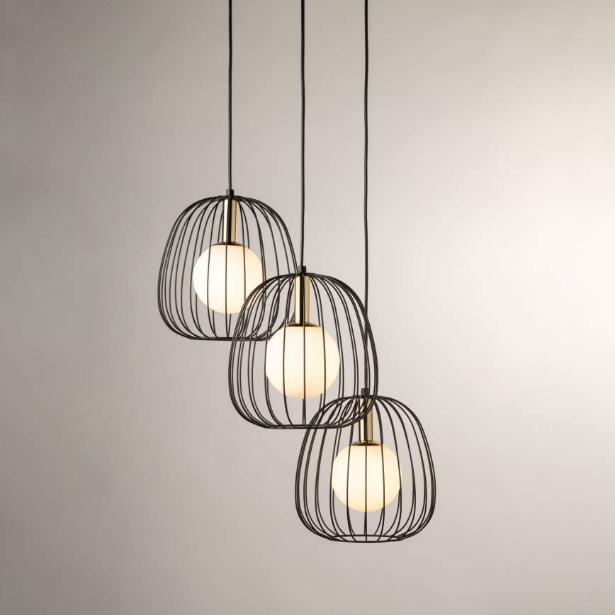 Suspension filaire BELL 3xG9/12W/230V noir/doré