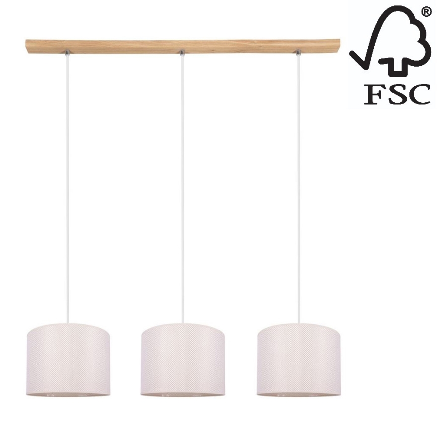 Suspension filaire BENITA 3xE27/40W/230V chêne – FSC certifié