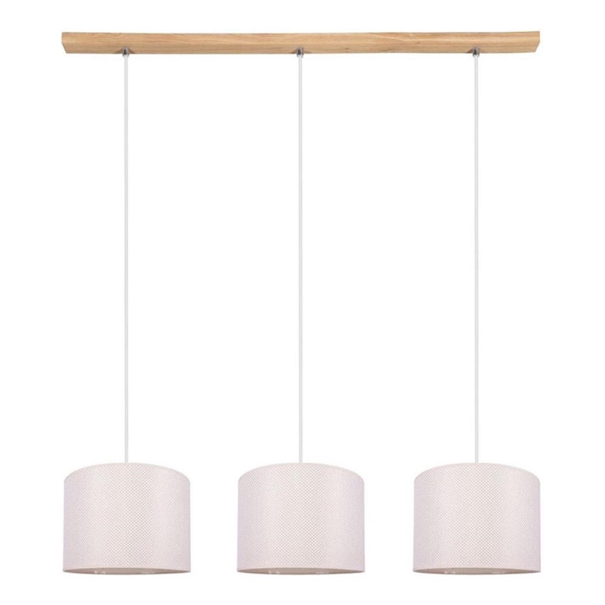 Suspension filaire BENITA 3xE27/40W/230V crème/chêne