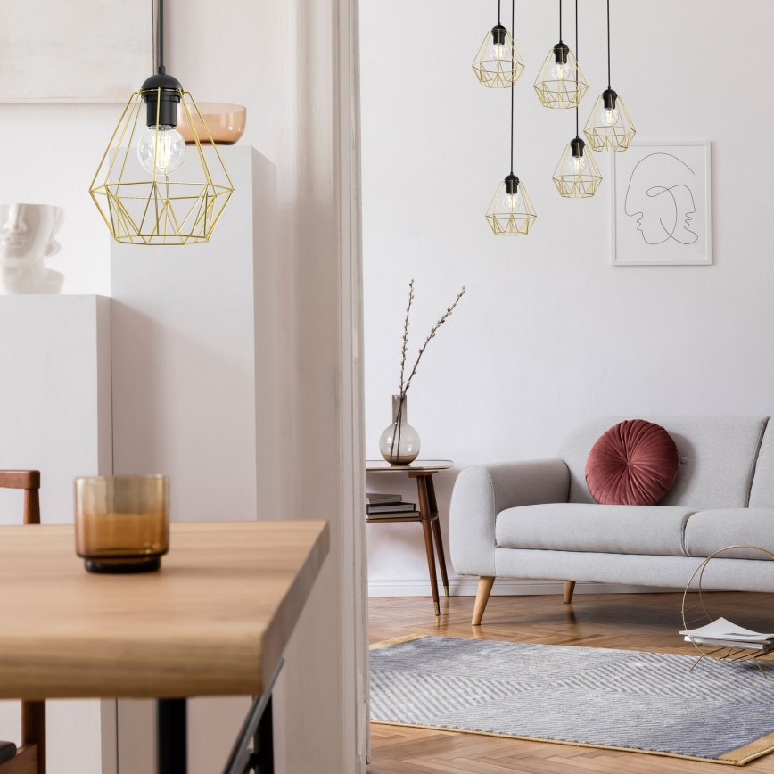 Suspension filaire BERGEN 1xE27/60W/230V noir/doré