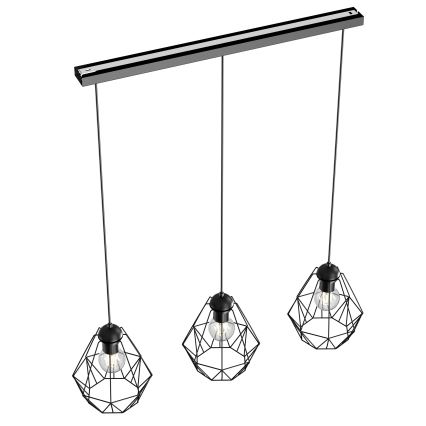 Suspension filaire BERGEN 3xE27/60W/230V noir