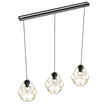 Suspension filaire BERGEN 3xE27/60W/230V noire/dorée