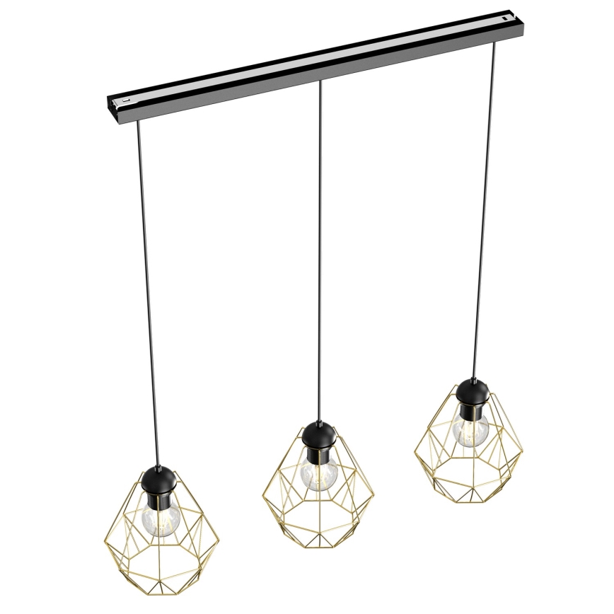 Suspension filaire BERGEN 3xE27/60W/230V noire/dorée
