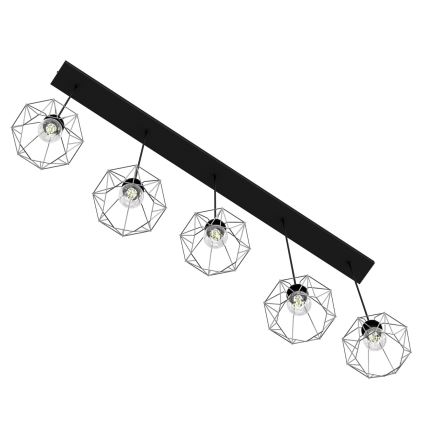 Suspension filaire BERGEN 5xE27/60W/230V noir/chrome brillant