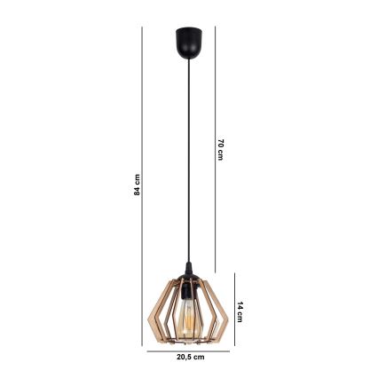 Suspension filaire BERGO 1xE27/60W/230V noire