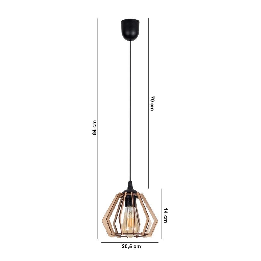 Suspension filaire BERGO 1xE27/60W/230V noire