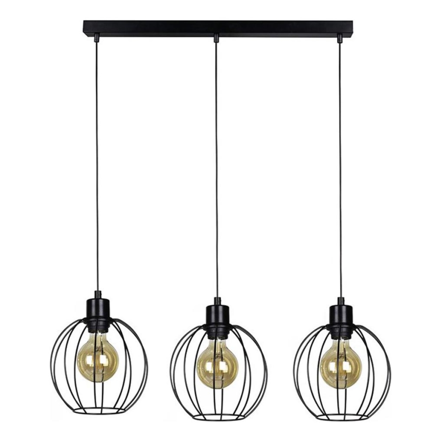 Suspension filaire BERIS 3xE27/60W/230V chêne