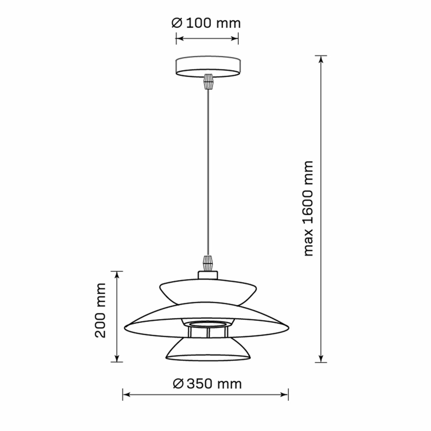 Suspension filaire BERIT 1xE27/20W/230V noir