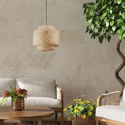 Suspension filaire BERTA 1xE27/20W/230V d. 40 cm bambou